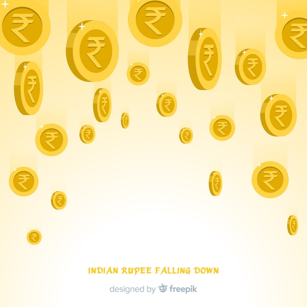 Indian rupee coins falling background