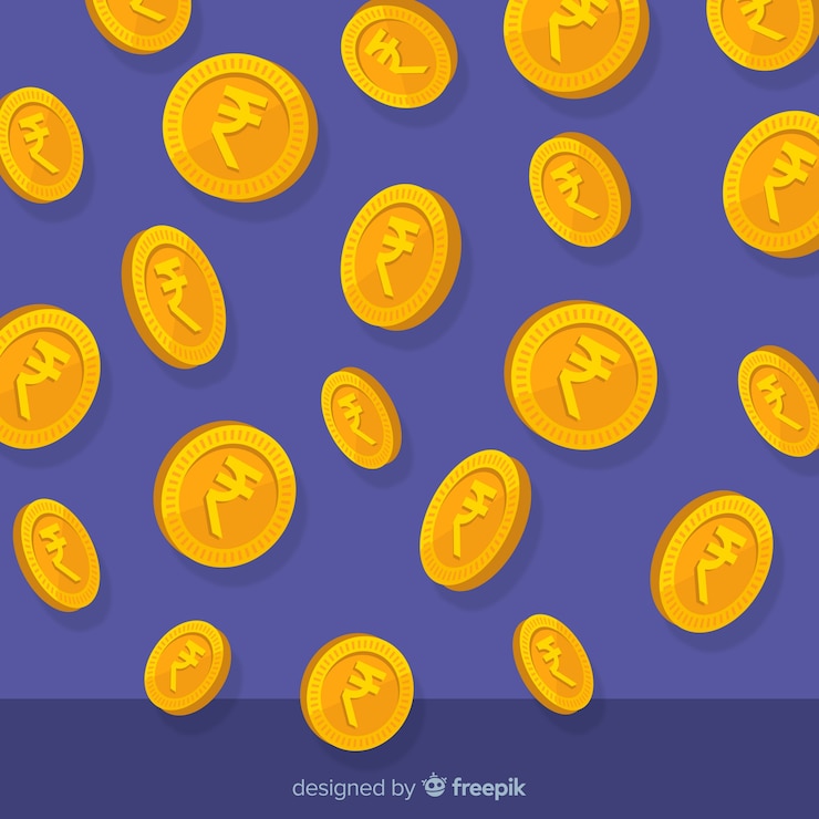 Free Vector indian rupee coins falling background