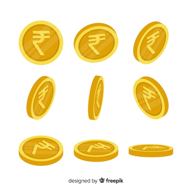 Free vector indian rupee coins set