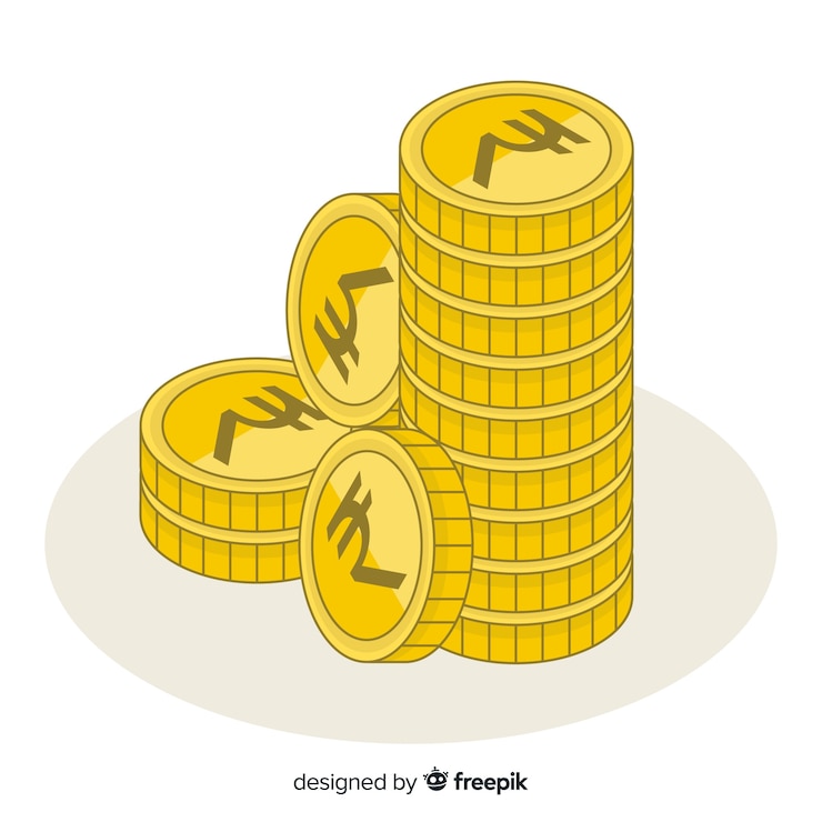 Free Vector indian rupee coins stack