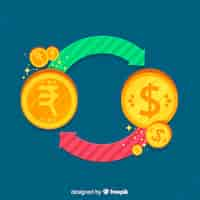 Free vector indian rupee composition with flat design