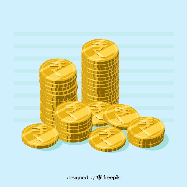 Free vector indian rupee gold coin stack