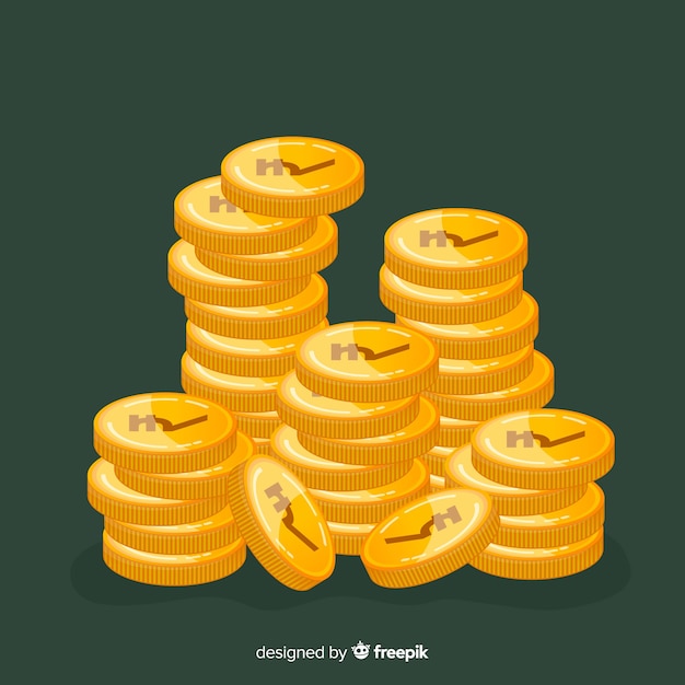 Indian rupee gold coin stack