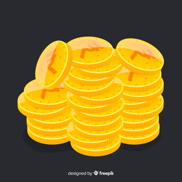 Indian rupee gold coin stack