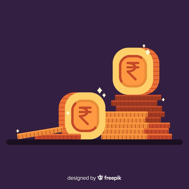 Indian rupee gold coin stack