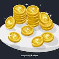 Free vector indian rupee gold coin stack