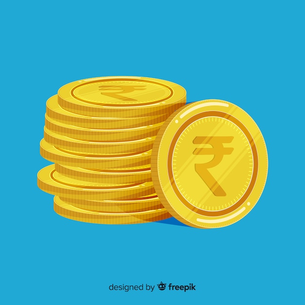 インドのルピー金貨のスタック