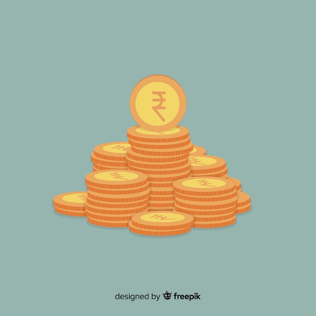 Free vector indian rupee gold coin stack