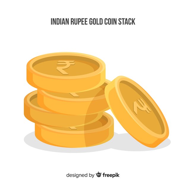 インドのルピー金貨のスタック