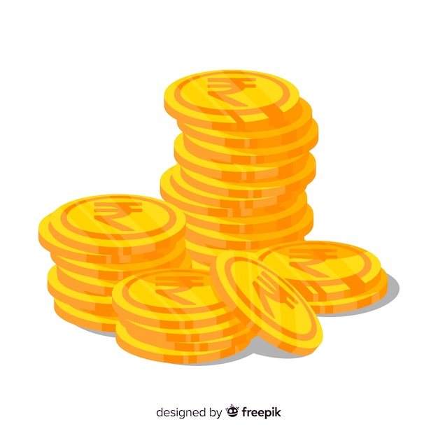 Indian rupee gold coin stack