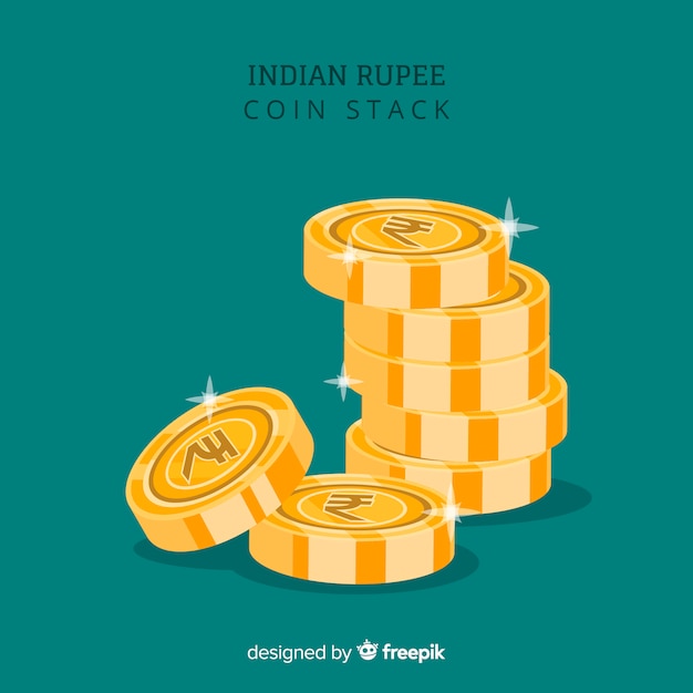 Indian rupee gold coin stack