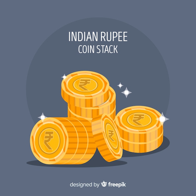 Indian rupee gold coin stack