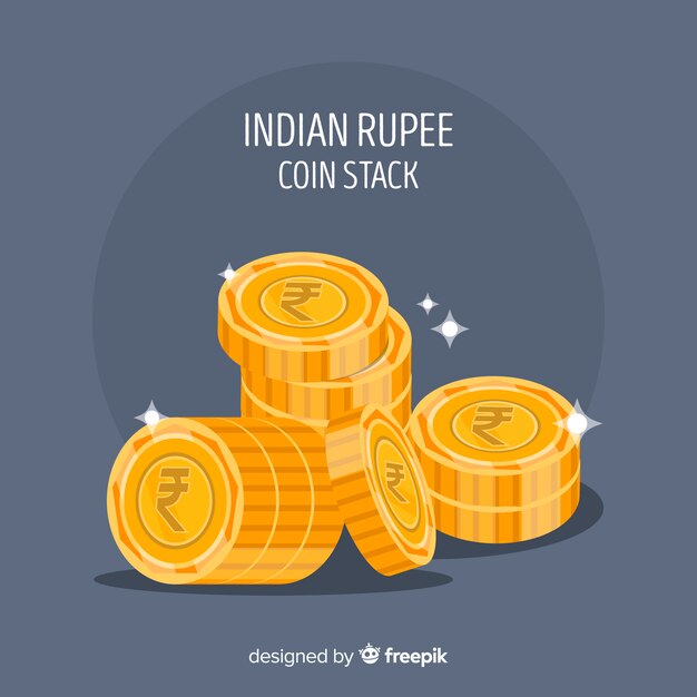 Indian rupee gold coin stack
