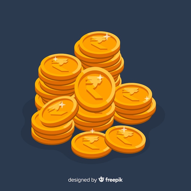 Free vector indian rupee gold coin stack