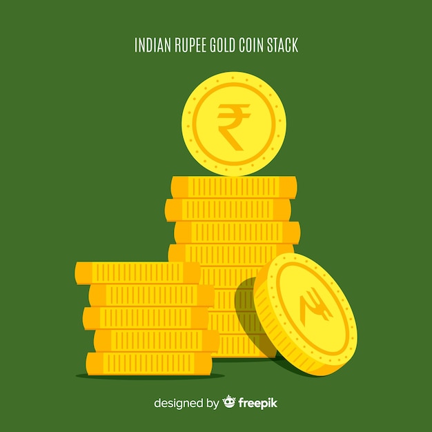 Indian rupee gold coin stack