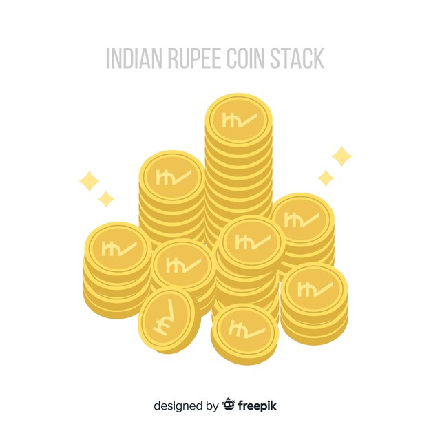 Indian rupee gold coin stack