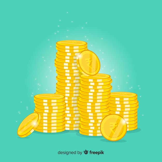 Free vector indian rupee gold coin stack