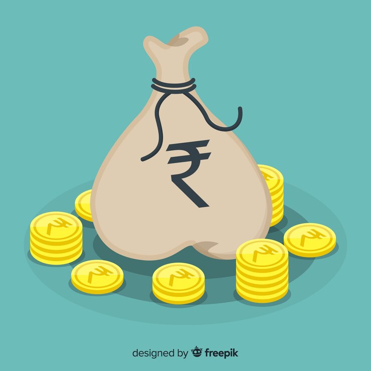 मुफ़्त वेक्टर भारतीय रुपये का पैसे का बैग