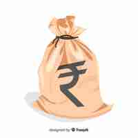 Бесплатное векторное изображение Индийская рупия денежный мешок