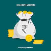 Vettore gratuito sacchetto dei soldi della rupia indiana