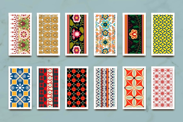 Indian seamless pattern banners set