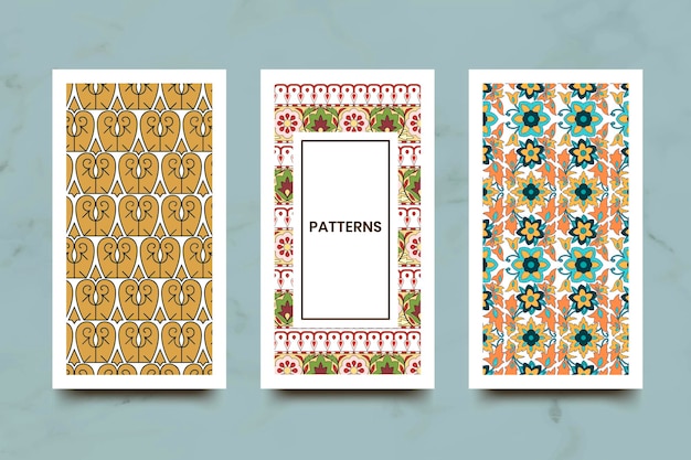 Indian seamless pattern banners set