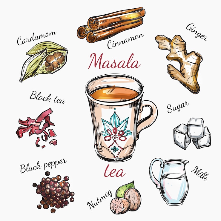 Free Vector indian spices recipe composition