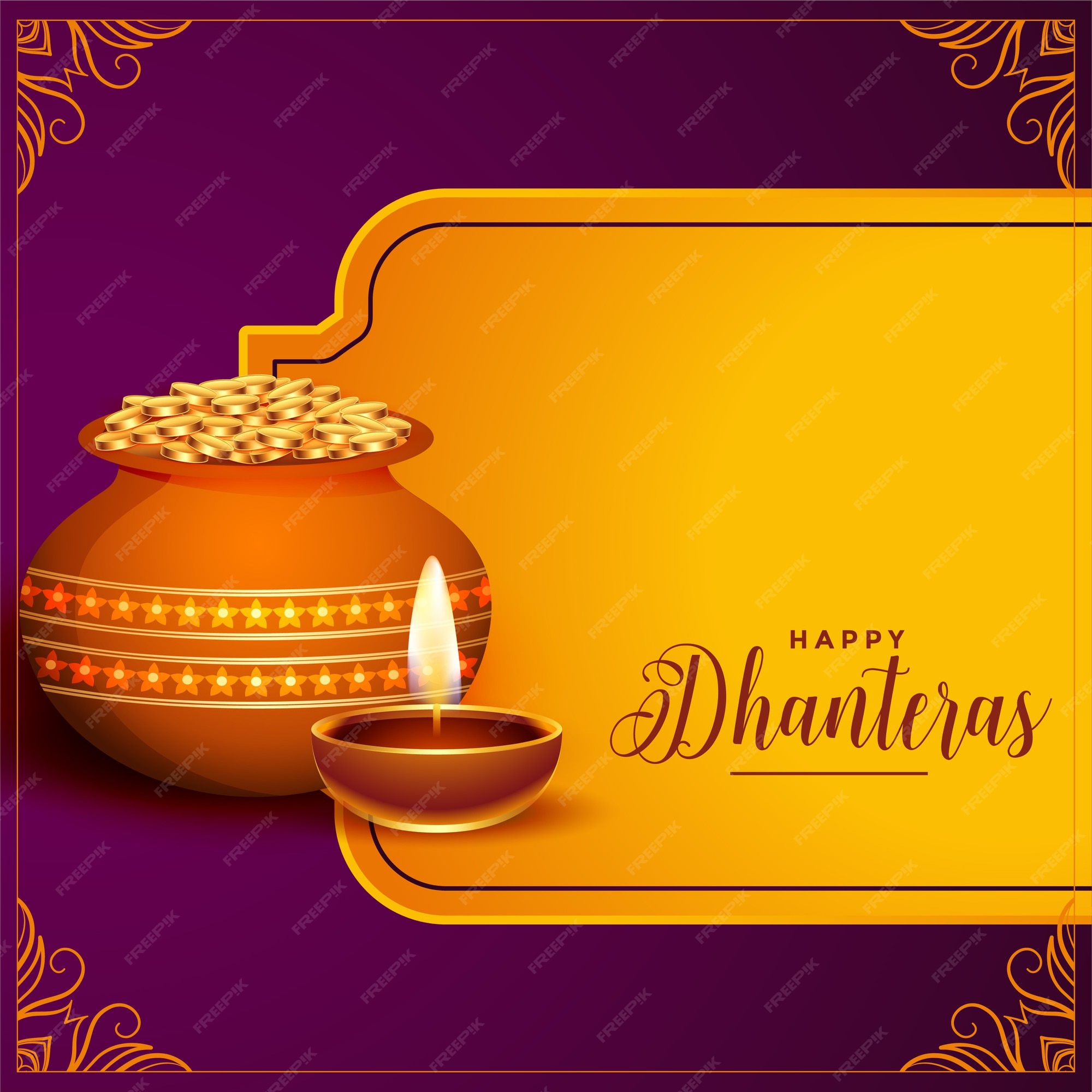 Free Vector | Indian style happy dhanteras festival background