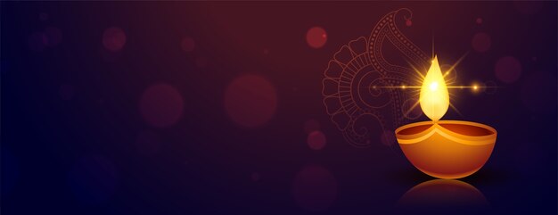 Indian style happy diwali banner with copyspace