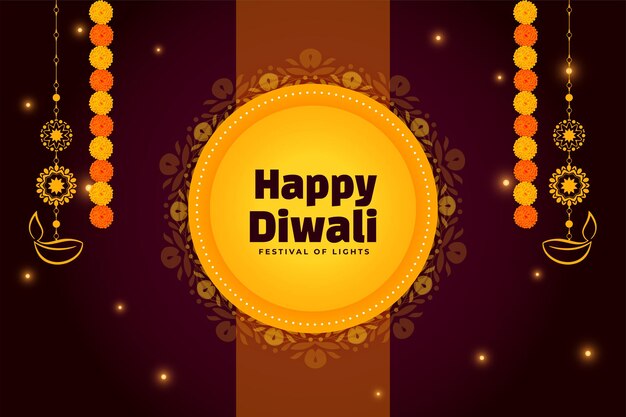 Indian style happy diwali template with lantern and floral design