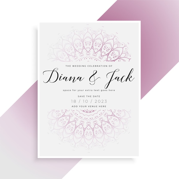 Indian style wedding card template design