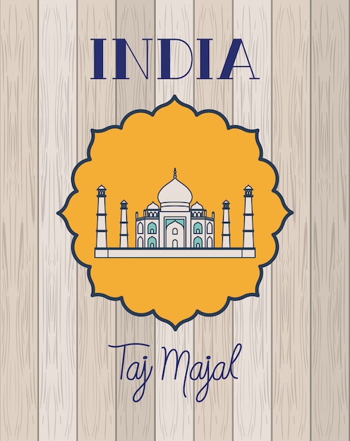 Indian taj majal temple with wooden