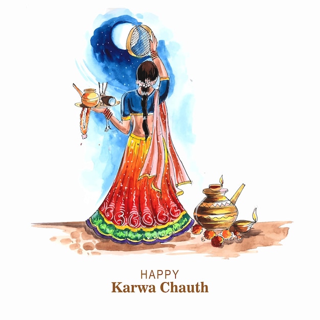Indian traditional festival happy karwa chauth background