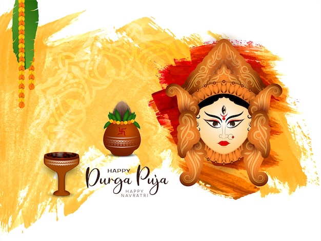 Индийская традиционная счастливая пуджа Дурга и счастливый фон празднования Наваратри