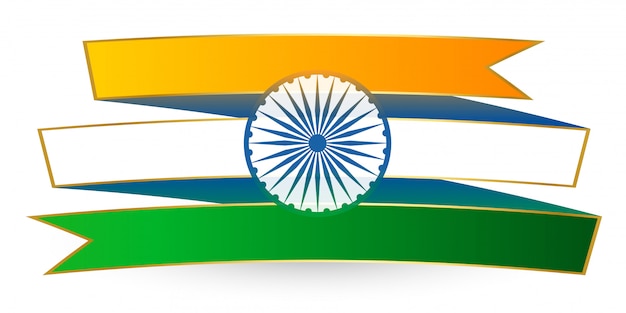 Indian tricolor flag in ribbon style