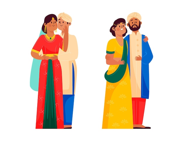 Free Vector indian wedding characters collection