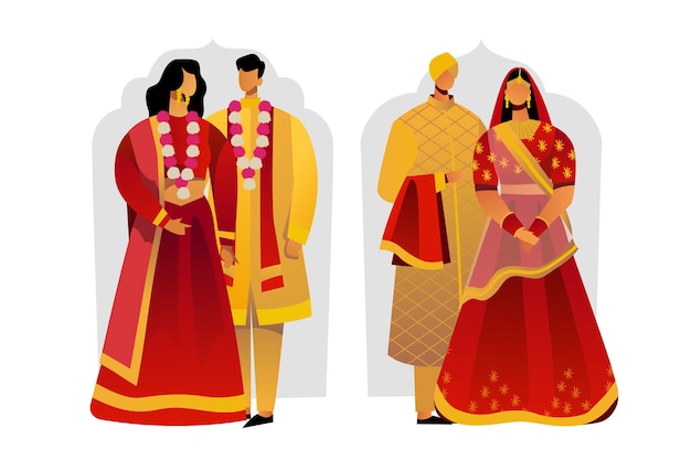 インドの結婚式のキャラクター