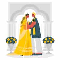 Бесплатное векторное изображение Индийская свадьба концепция иллюстрации