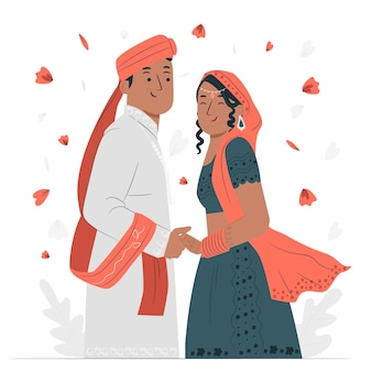 Индийская свадьба концепция иллюстрации