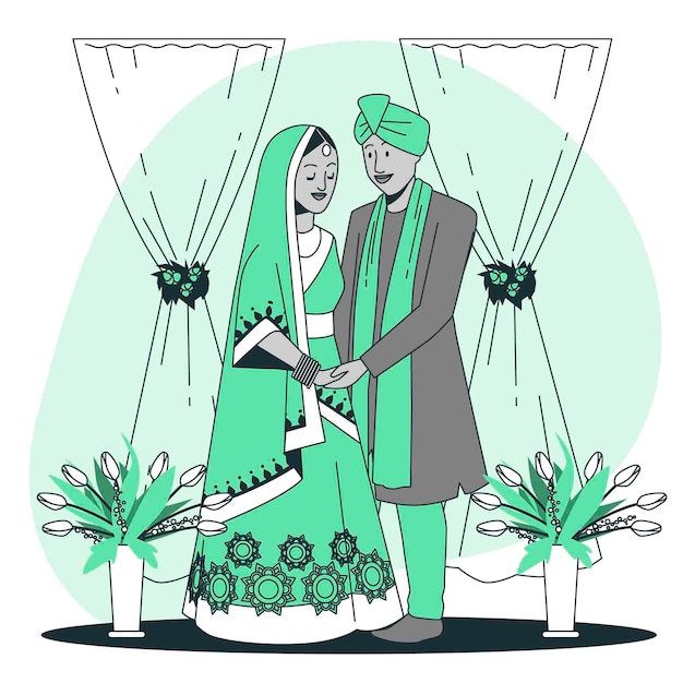 Free vector indian wedding concept illustration