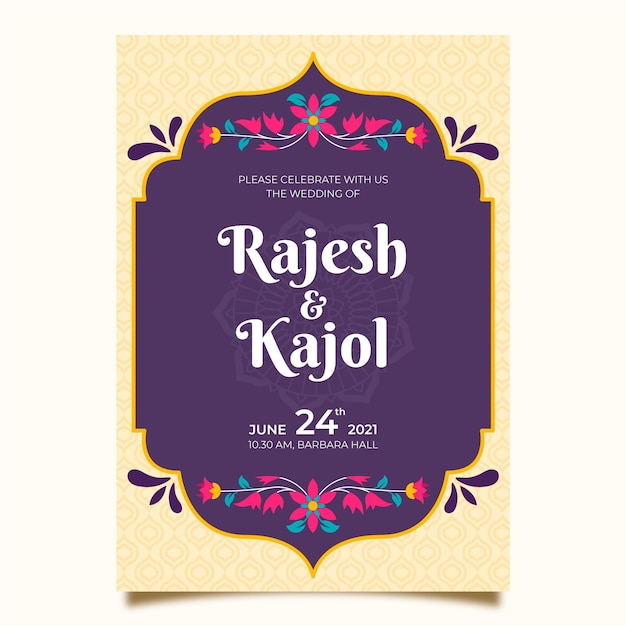 Indian wedding invitation template