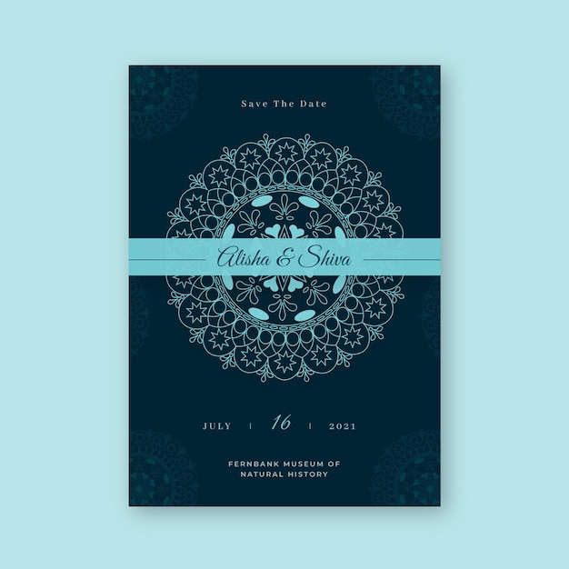 Free vector indian wedding invitation template