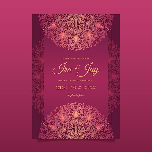Free vector indian wedding invitation template