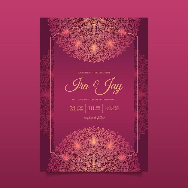 Free vector indian wedding invitation template