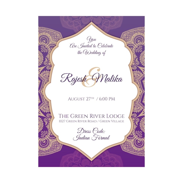 Indian wedding invitation template