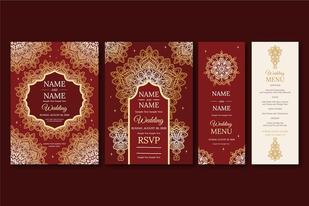 Free vector indian wedding stationery