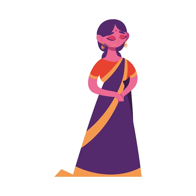 Indian woman portrait icon isolated