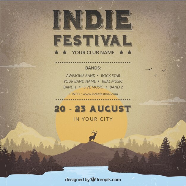 Indie festival poster in stile retrò