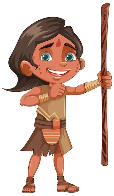 Indigenous cartoon character isolated