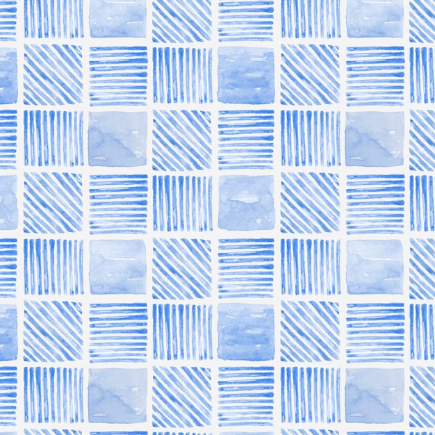 Indigo blue watercolor geometric seamless patterned background